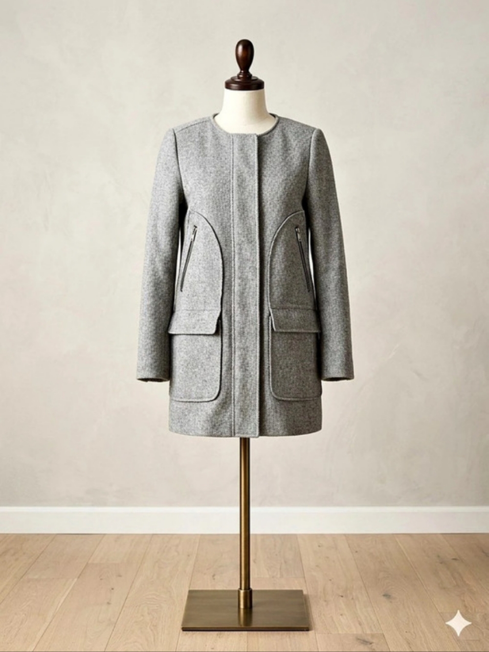 Gray Zip Pocket Coat Like New